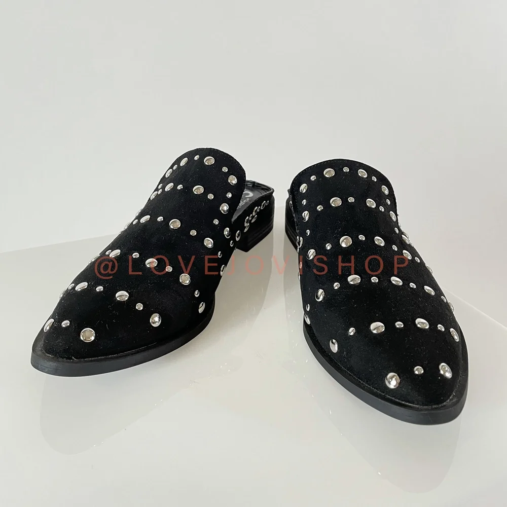 Minimalist | Sam Edelman Studded Mules | Black Flats Slides | Spring Comfort | 8